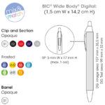 Colores y medidas bolígrafos Bic Wide Body Digital