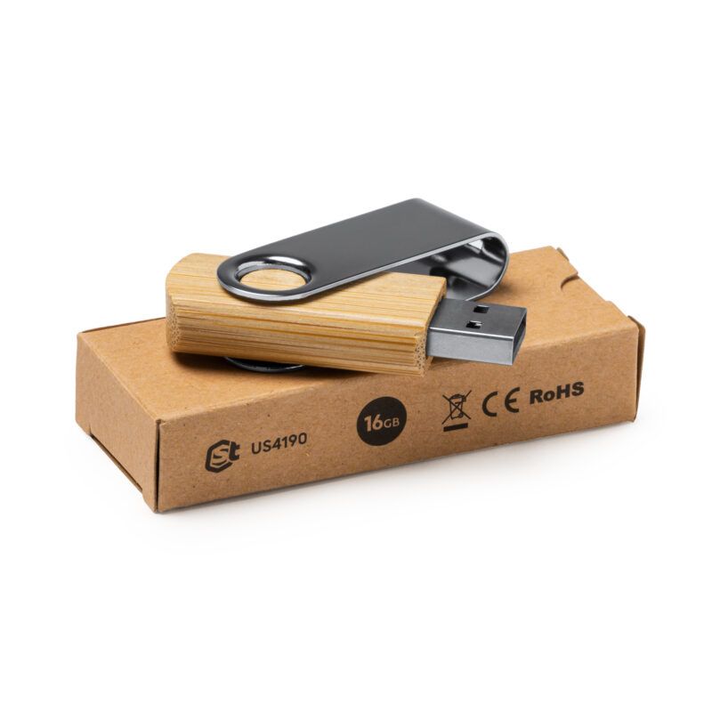 Stamina - ULDON Memoria USB de bambú y clip giratorio metálico personalizar laduda publicidad 4190_999_3_2